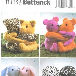 Butterick 4153 Pattern Stuffed Hugging Cats, Bears, Bunny's, and Dogs One Size UNCUT