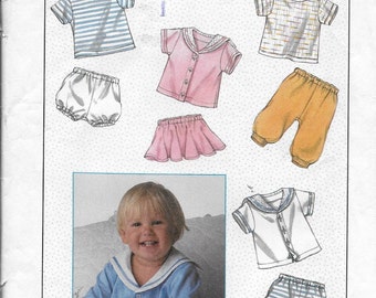 Pattern Infant Children&#39;s Pattern Unisex Pants, Panties, Skirt, Shorts, Short Sleeve Top-UNCUT/FF Simplicity 8994 Dated 1989 -Sizes 6 month
