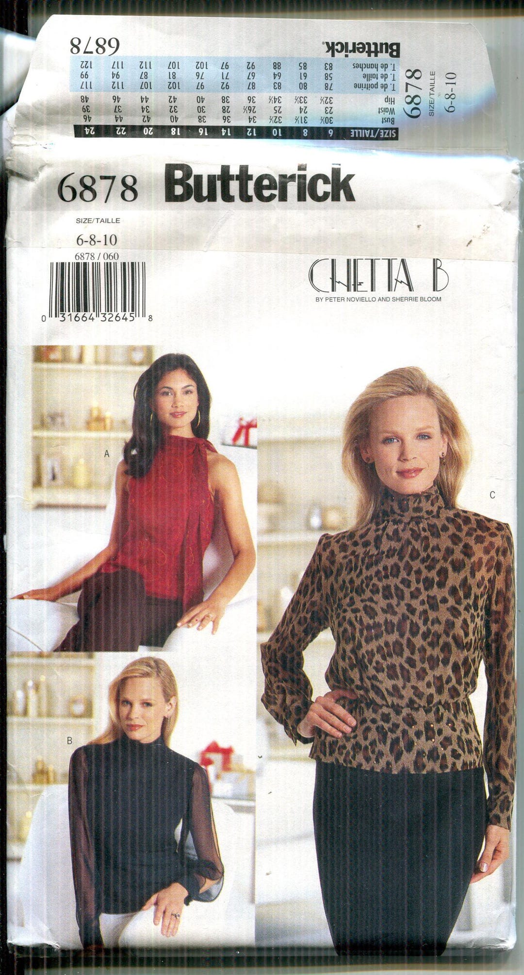 Butterick 6878 Fitted Top Sewing Pattern, Chetta B Design, Sizes 6-10 ...
