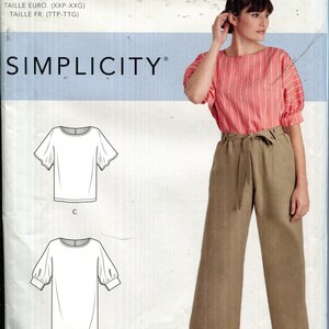 Pattern- Misses Pull Over Dress or Tops, Pull On Pants UNCUT/FF Simplicity 10494-Easy to Sew series-Dated 2020-Sizes A Xxs Xs S M L Xl Xxl
