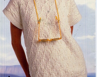 Misses Bateau Neckline, Extended Shoulder Forms Short Sleeves, Elegent Summer Sweater Top PDF Knitting Instructions Instant Download