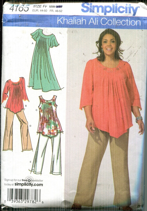 Pattern Women's Pullover Loose Fitting Short Sleeve Top, Capris and Pants,cut  to Size 18W Simplicity 4165 Dated 2006-sizes 18W 