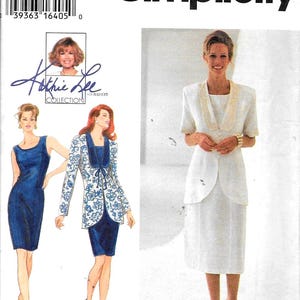 Mönster Misses' Klänning Rak, Ärmlös, Prinsesssömmar, & Kavaj, OKLIPPEN/FF-Simplicity 9336-Daterad 1995 Storlekar H 6 8 10