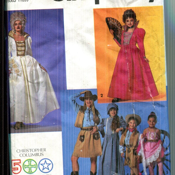 Pattern Adult Costume, Pioneer, Cowgirl, Dance Saloon Girl, Queen Isabella  UNCUT-Vest Pcs Missing  5363-Date 1991-Sizess A 6 8 10 12 14 16