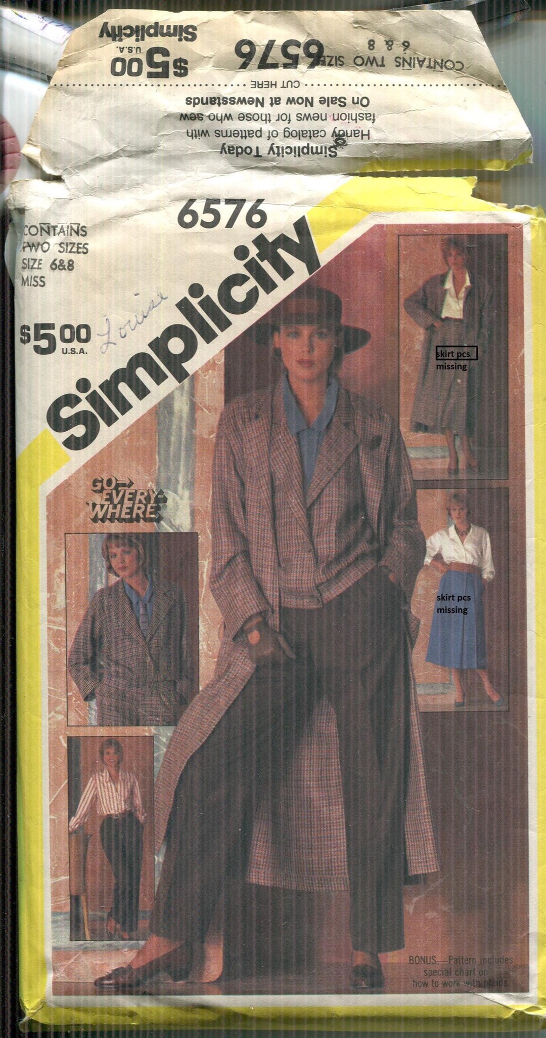 Simplicity 6576 Sewing Pattern, Coat, Jacket, Blouse, Trousers (sizes 6 ...