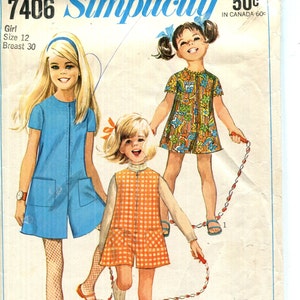 Pattern Girls Jumpsuit (Pantdress Pantjumper)  CUT sz 12 Simplicity 7406 Date 1967