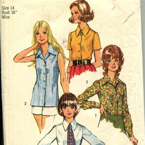 Pattern Misses&#39; Top/Blouses Front Button Closing, CUT*See Description Simplicity 5022-easy to sew series-Size 14 Bust 36&quot;