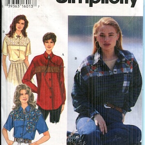 Pattern Misses&#39; Button Front Shirt, Collar, Long Sleeve or Short Sleeve, Button Cuff-UNCUT/FF Simplicity 9207 Date 1994-Sizes P 12 14 16