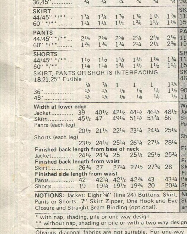 Butterick 5443 Sewing Pattern, Skirt Pants Shorts Size 14 (cut*see ...