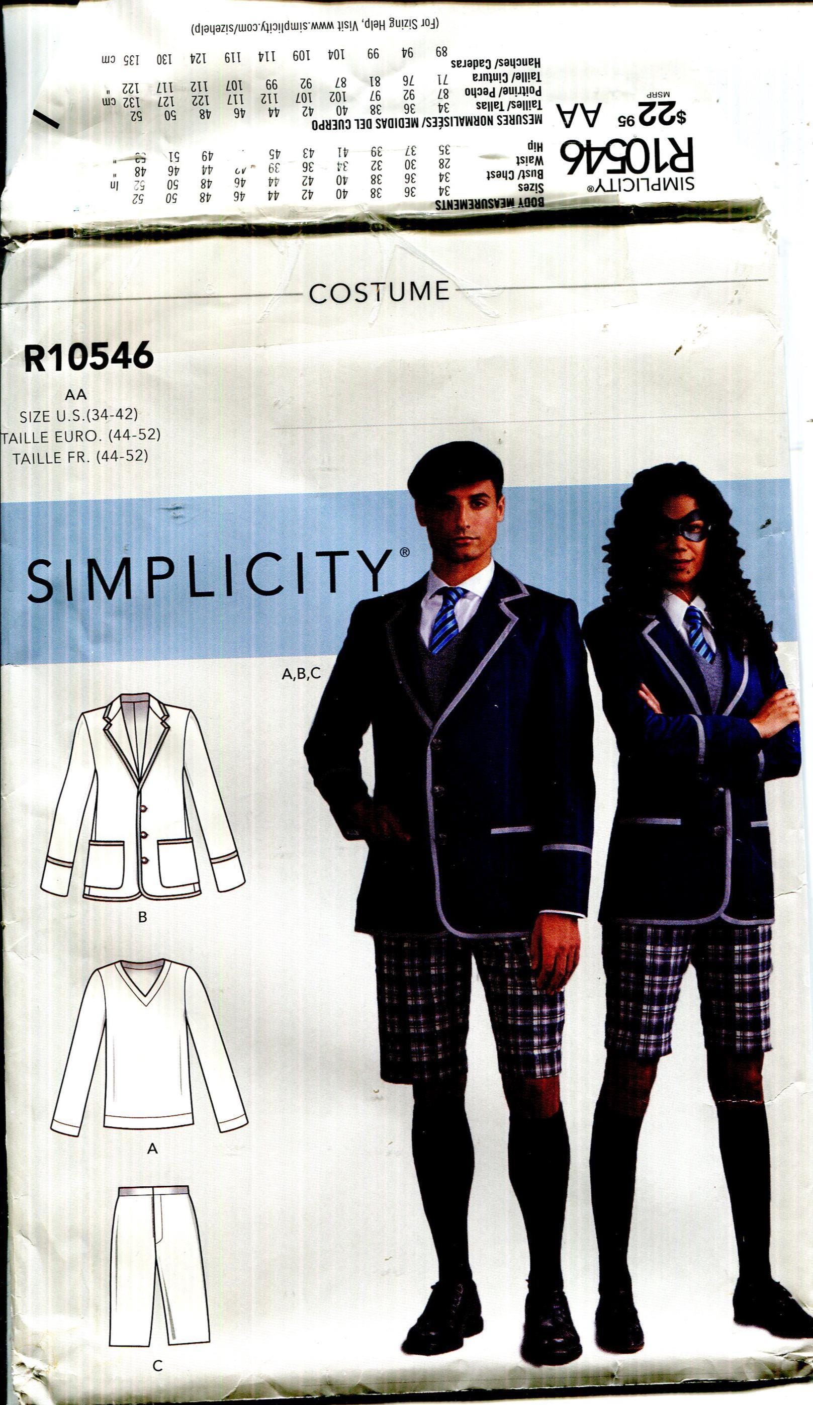 Pattern Adult Halloween School Uniform Costume, Shorts, Jacket, Top ...