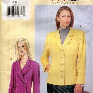 Misses' Vogue 7334 Jacket Pattern: Loose Fit, Princess Seams, Collar (Bust 32-36)