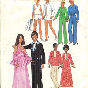 Pattern for 11 1/2&quot; Barbie Doll Clothes | Dress, Shawl, Caftan, Jumpsuit, Top, Shorts, Cardigan | Dated 1976 Simplicity 7737 |