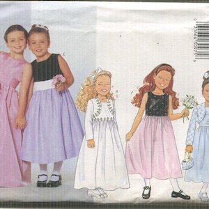 Girls Pattern Butterick 6418 Unlined Long Sleeve Jacket & Flared Dress Set | Formal Wear, Flower Girl, Bridesmaid, Evening Length Sz 2 3 4 5