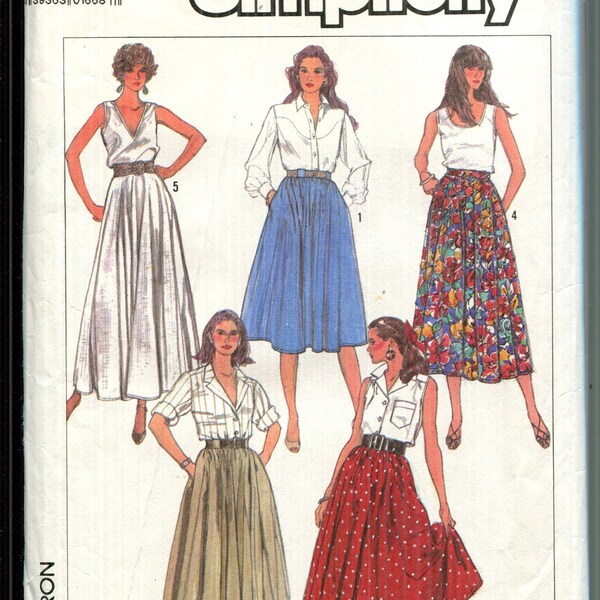 Pattern Misses' Flowing Gathered Circle Skirts, Four Lengths, Side Seam Pockets,  UNCUT/FF-Simplicity 8089 Dated 1987-Sizes OO 12 14 16 18