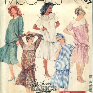 Pattern Misses&#39; Maternity Pullover Dress, Dropped Waistline, Short or Long Sleeves-McCalls 3437-CUT to sz 6 See Description, Dated 1987 SZ 6