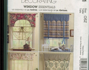 Home Decorating Pattern Lined Valances Have Contrasting Fabric Shades UNCUT/FF-McCalls 4801 Window Essentials dated 2005