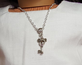 18&quot; Girl Doll Mickey Mouse Ears Key Necklace, -American Doll  One Size Metal Necklace, Alligator Clasp