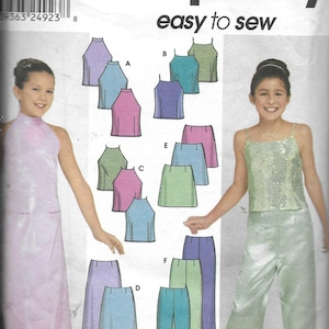 Pattern Girl&#39;s Skirt ,Top, Spaghetti Strap, Sleeveless, Pants -CUT to Size 16 Simplicity 9729  CUT -Dated 2001 -Sizes A 7 8 10 12 14 16