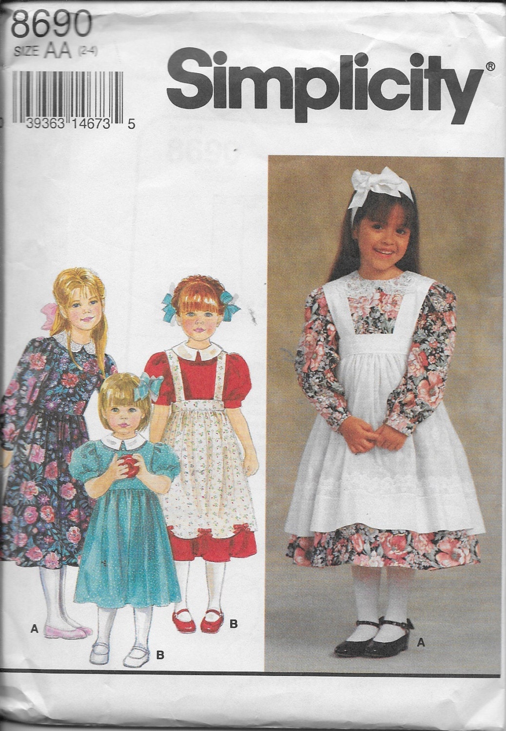 Pattern Girls Toddler Calf Length Dress Full Gathered Skirt,Back Zipper;Capelet Purse UNCUT FF Simplicity 4448 Dated 2005 Sizes AA 3 4 5 6