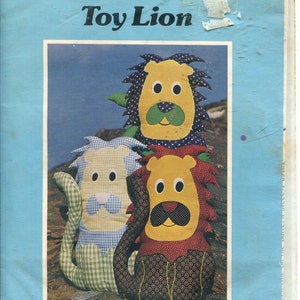 Patchwork Pattern and Instructions for 20&quot; High Stuffed Toy Lion UNCUT/FF -Yours Truly Inc. 3717 Dated 1979
