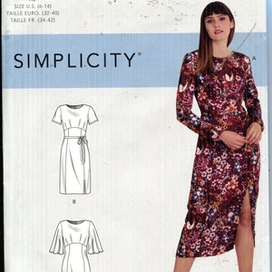 Pattern Misses&#39; Lower Calf Length or Below Knee Length Dress, 3 Sleeve Options, Rounded Neckline ,UNCUT/FF-Simplicity 10744 Date 2020