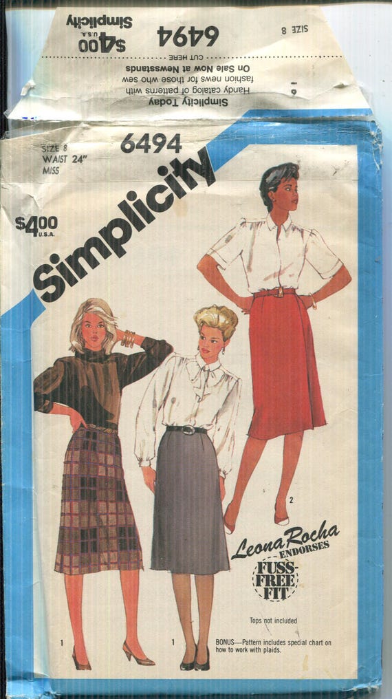 Misses' Slim Slightly A Line Skirt Pattern UNCUT Front Wrap