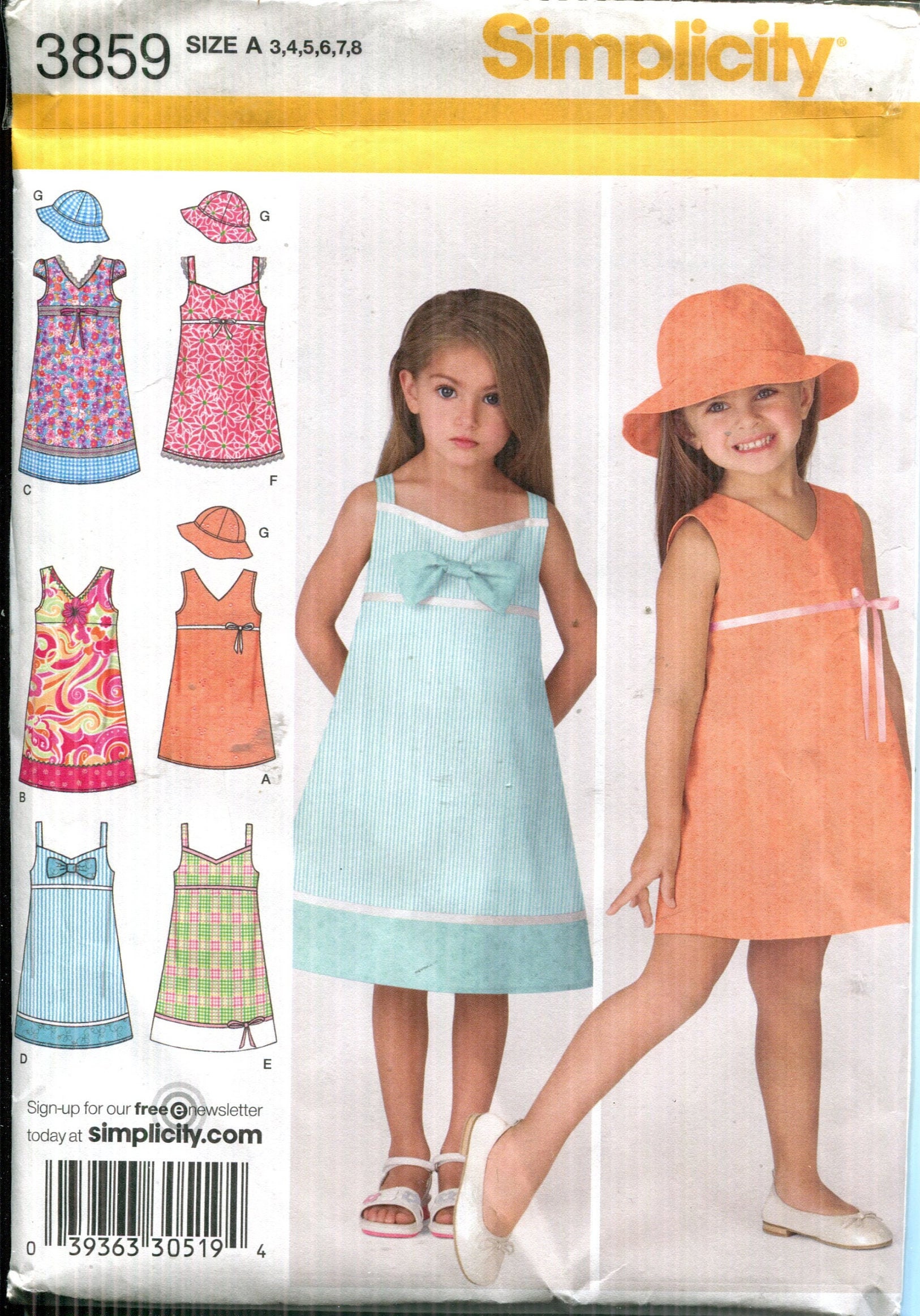 Pattern Girls Toddler Calf Length Dress Full Gathered Skirt,Back Zipper;Capelet Purse UNCUT FF Simplicity 4448 Dated 2005 Sizes AA 3 4 5 6