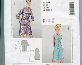 Pattern Misses Retro Dress with Raglan Sleeves or Sleeveless, Stand Up Collar, Zipper Back, Above Knee Burda 8898 CUT Dated 2016 -Sizes 10