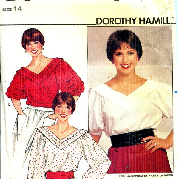 Pattern Misses' Top Loose Fitting Pullover, Back Tuck Neckline-UNCUT/FF Butterick 4808-Dorothy Hamill series-Dated 1980'a Sizes 14 Bust 36