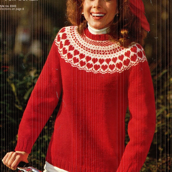 Misses' Hearts Pullover Pullover PDF Strickanleitung Sofort Download