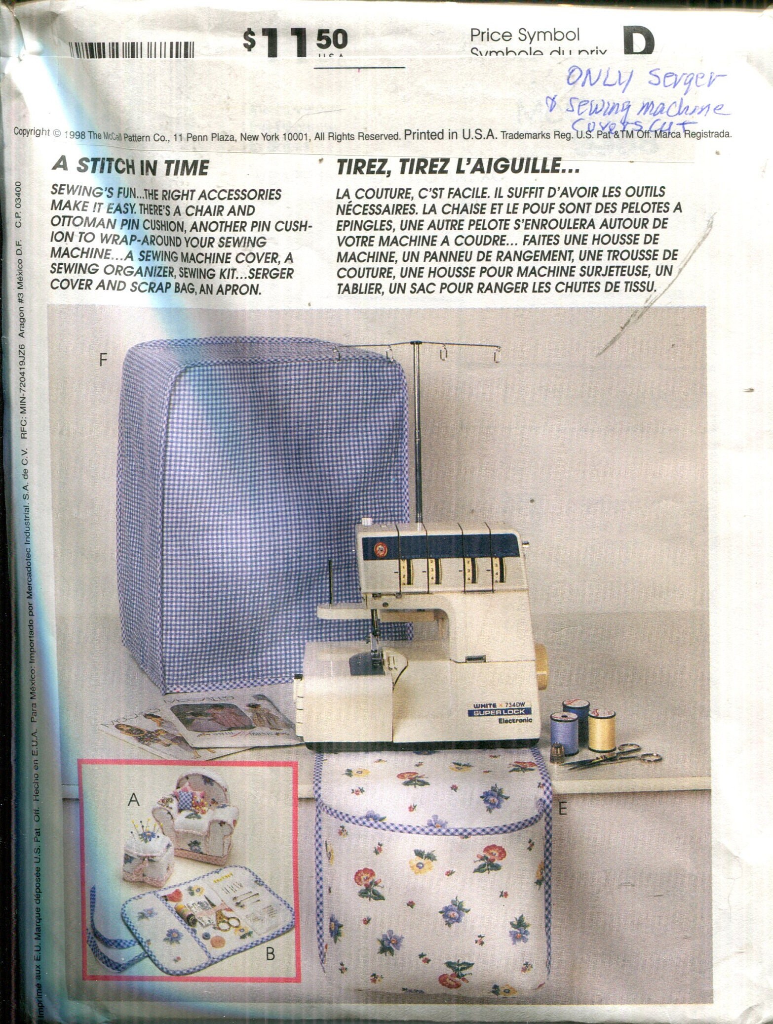 Craft Sewing Patternserger Cover, Sewing Machine Cover, Wall Organizer