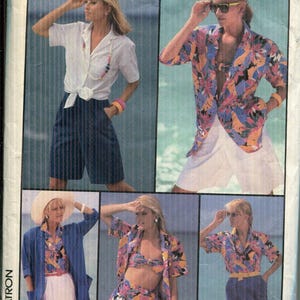 Misses Pattern 7491 1986 | Skirt and Shorts with buttoned waistband | Self-lined Bra Top  | Loose unlined jacket size 12, bust 34 waist 26.5