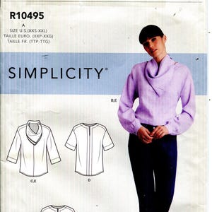 Pattern- Misses Pull Over Tops with Sleeve Variations UNCUT/FF Simplicity 10495-Easy to Sew series-Dated 2020-Sizes A Xxs Xs S M L Xl Xxl