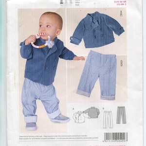 Toddler Infants Pattern Jacket Snap Closure Front, Pants Elastic Waist- Burda Kids 9409 UNCUT/FF-Dated 2015-Taglie 6 mo 9 mo 12 mo 18 mo, 2 3