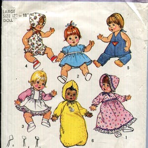 Simplicity 7208 Doll Clothes Pattern: 17"-18" Wardrobe, Baby Alive, Ginny Baby