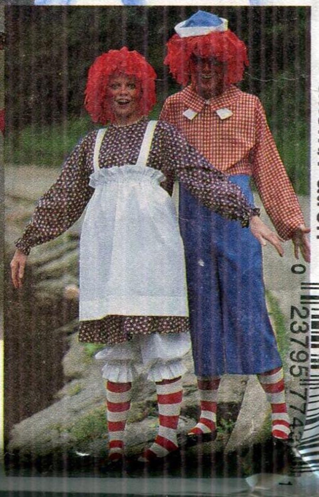 Adult Raggedy Ann and Andy Costumes Mccalls 7743 Pattern 1984 vintage hand made crazy costume raglan
