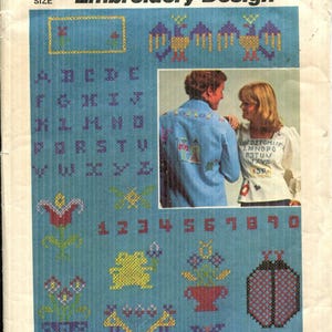 Yellow Wax Transfers for Embroidery Large and Small Alphabet 17 Different Motifs UNCUT-Simplicity 6872 Dated 1974