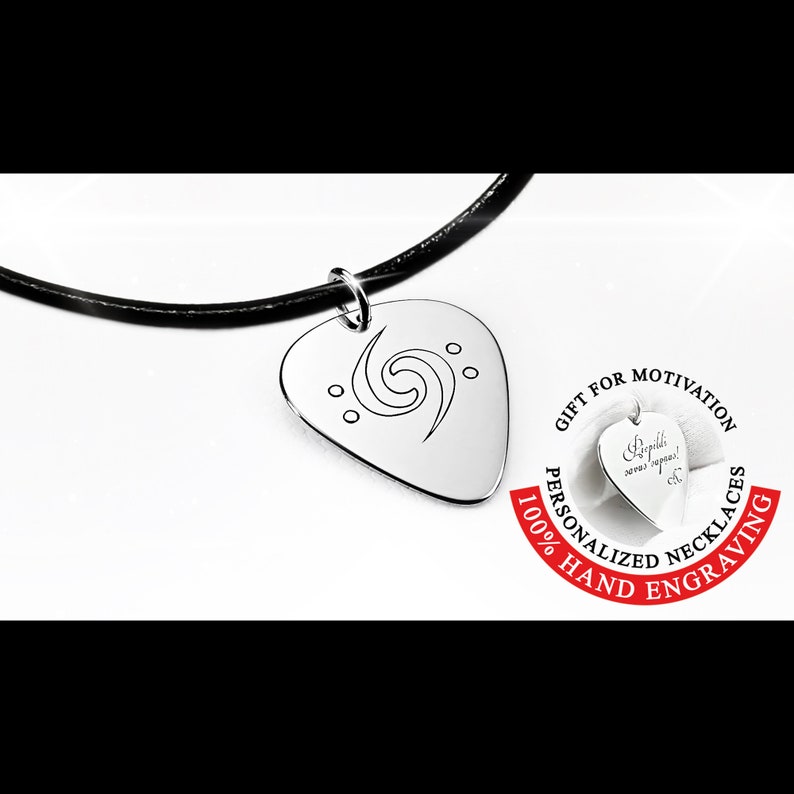 Bass clef guitar pick necklace Sterling silver bass guitar pendant Engravable jewelry for him Rock band necklace Handmade Personalized gift