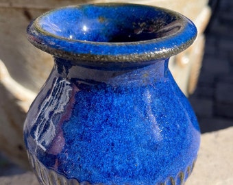 Ceramic Vase, Blue, Stoneware, Handmade, Wheel Thrown, Pottery, Artisan, Glazed