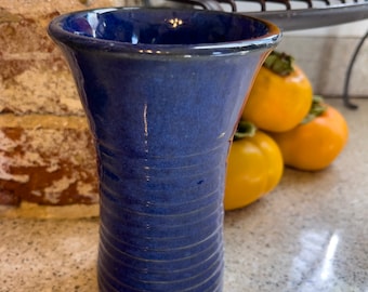 Ceramic Vase, Blue, Stoneware, Handmade, Wheel Thrown, Pottery, Artisan, Glazed