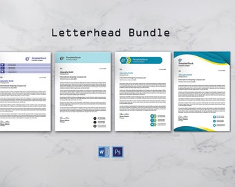 Corporate Letterhead Bundle | Minimal Letterhead Template |  Company Letterhead Design | Ms Word & Photoshop Template | Instant Download