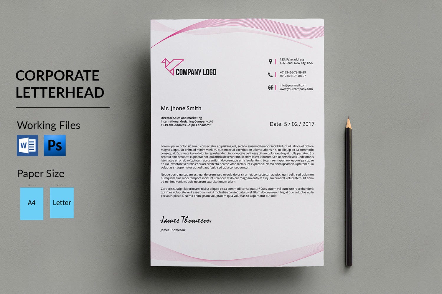 Letterhead Template Business Letterhead Printable Etsy
