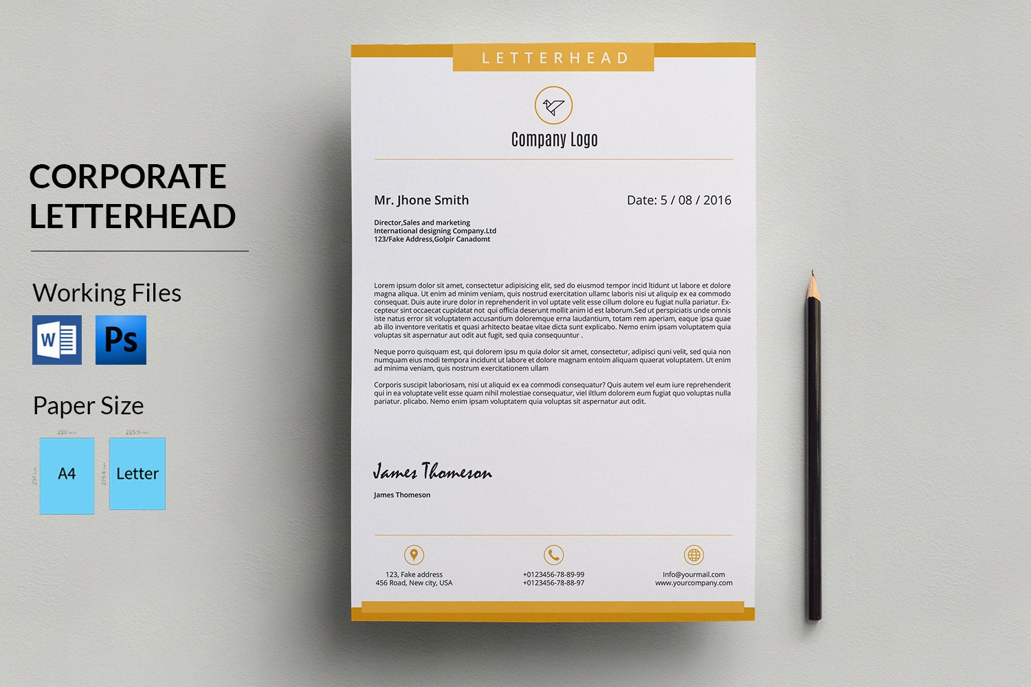 Corporate Letterhead Template Business Letterhead Company  Etsy Throughout Letterhead Template Word 2013