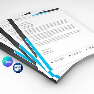 Diseño de membrete corporativo / Plantilla de membrete comercial / Plantilla imprimible en Canva, Ms Word e InDesign / Descarga instantánea - V10