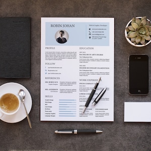 Resume Template | Clean Resume | Cv Template | MS Word and InDesign Template | Instant Download | Cv-022