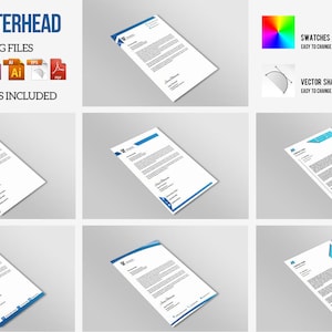 Plantilla de paquete de membrete / Membrete corporativo / Plantilla imprimible para InDesign, MS Word e Illustrator / Descarga instantánea - V01