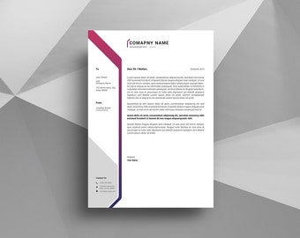 Letterhead Template | Corporate Letterhead |  Business Letterhead Design | Ms Word & Illustrator Template | Instant Download - V29