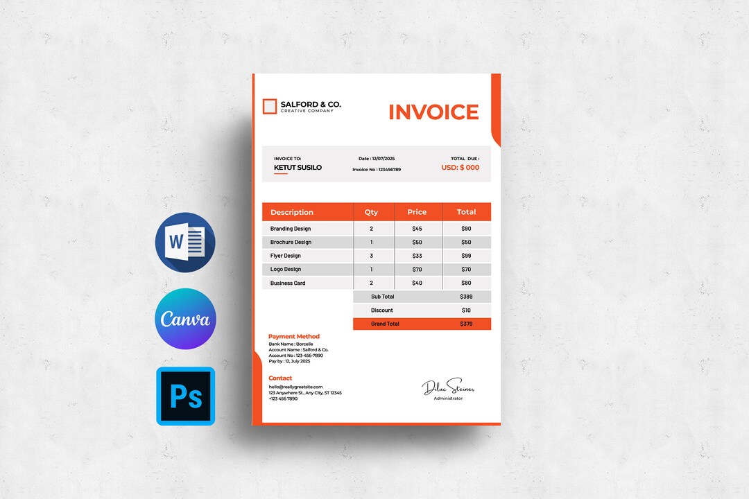 Mastercard Invoice Business Invoice Form Template Order Invoice Photoshop - Etsy