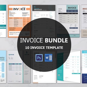 Minimal 10 Invoice template bundle | A4 Business Invoice , Company Invoice Form | Photoshop & Microsoft Word Template | Instant download,