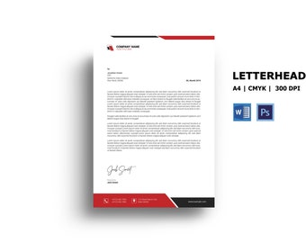 Corporate Letterhead | Letterhead Template | Company Letterhead Design | Ms Word & Photoshop Template | Instant Download - V24